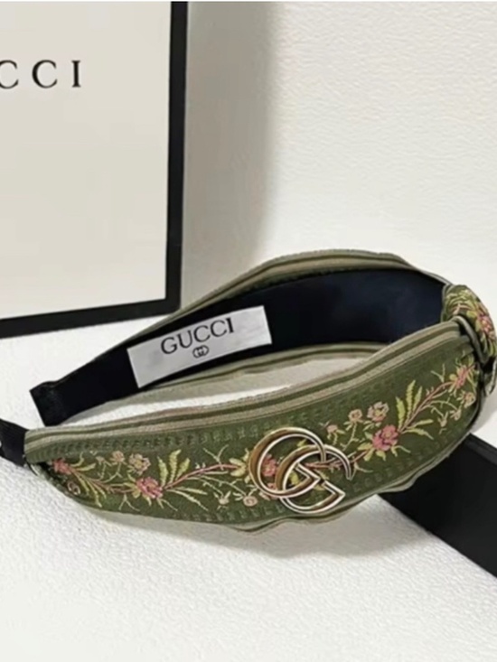 Green Embroidery Headband with Gold Accents main image 4